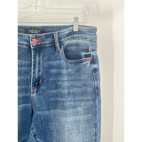 Judy Blue Buffalo Plaid Cuffed Mid-Rise Boyfriend Jeans Sz 14 - Picture 3 of 8